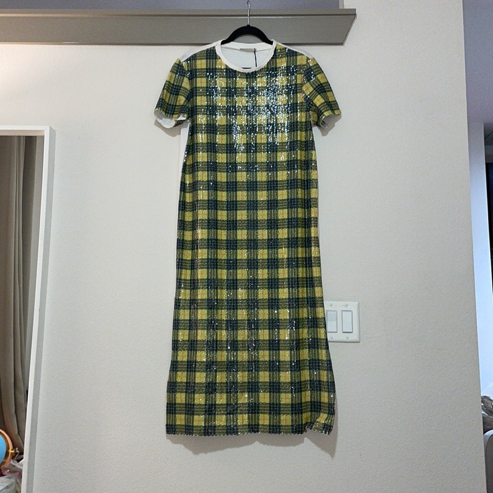 Zara Yellow and Green Plaid Midi Dress - Picture 4 of 6